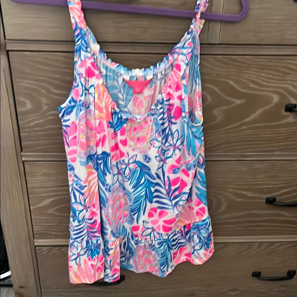 Lilly Pulitzer Pink Blue Tropical Print Camisole